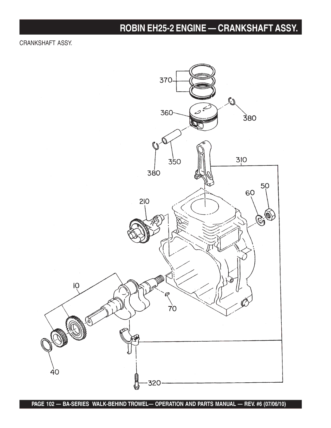 Multiquip BA manual Robin EH25-2 Engine Crankshaft Assy 