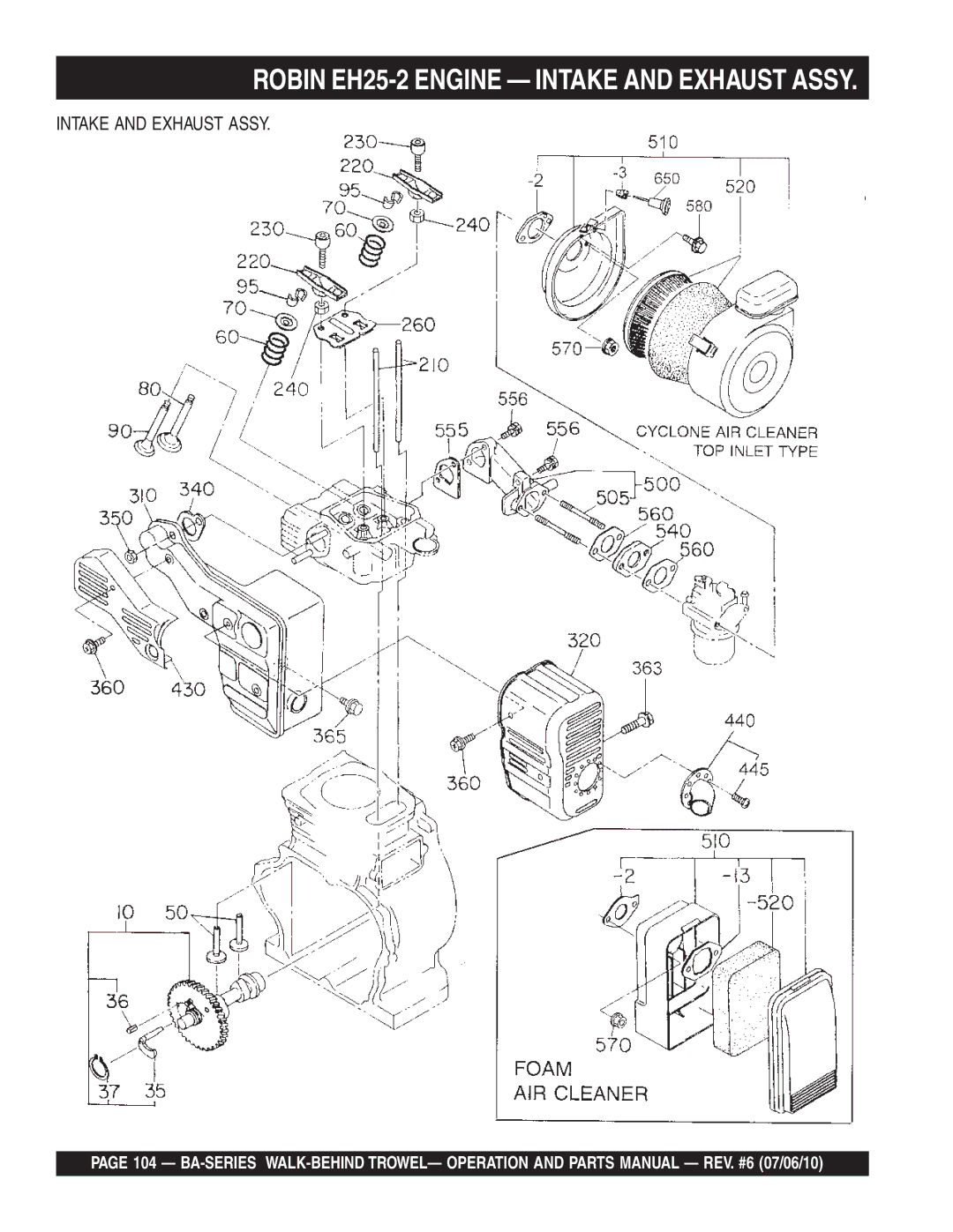 Multiquip BA manual Robin EH25-2 Engine Intake and Exhaust Assy 