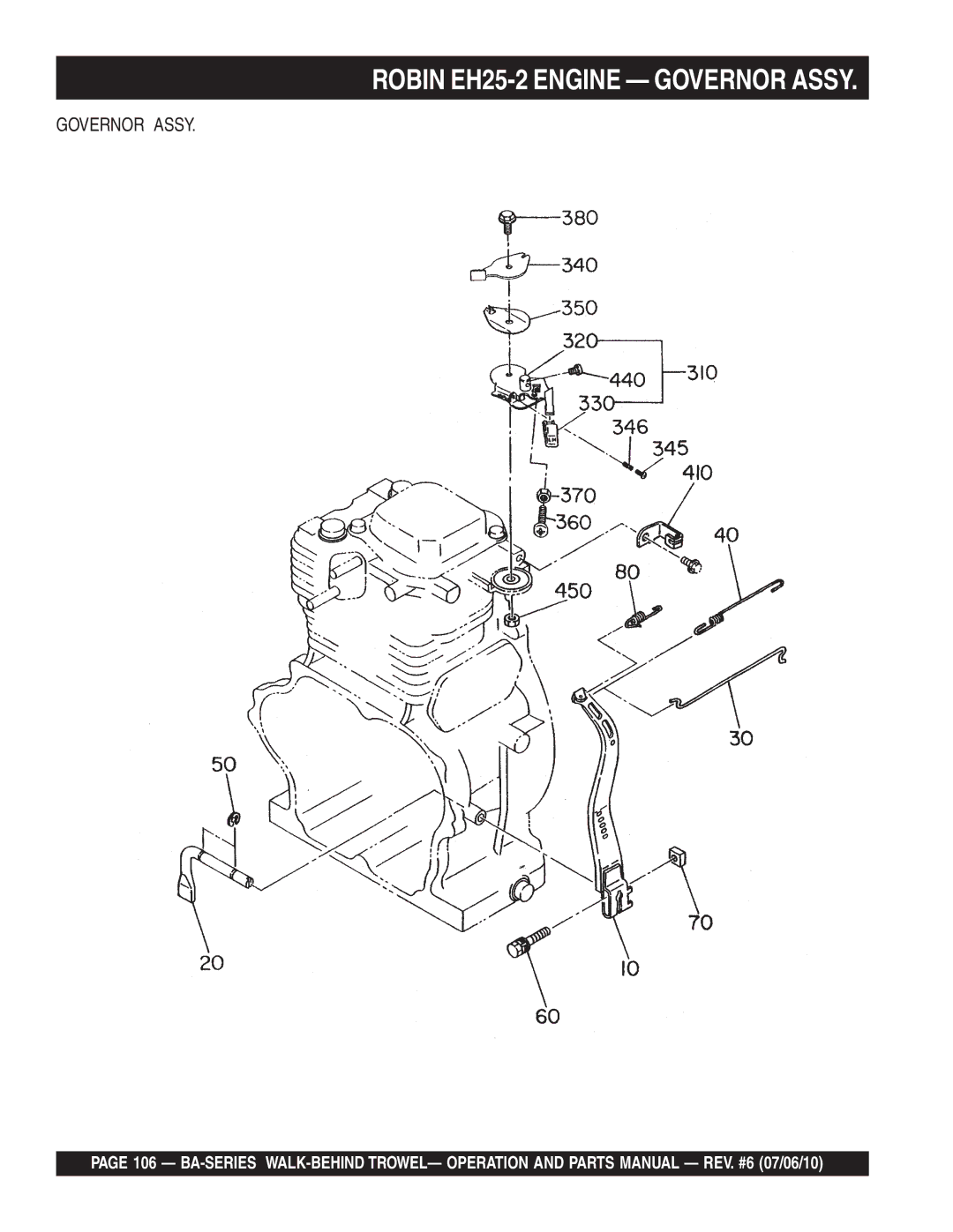 Multiquip BA manual Robin EH25-2 Engine Governor Assy 