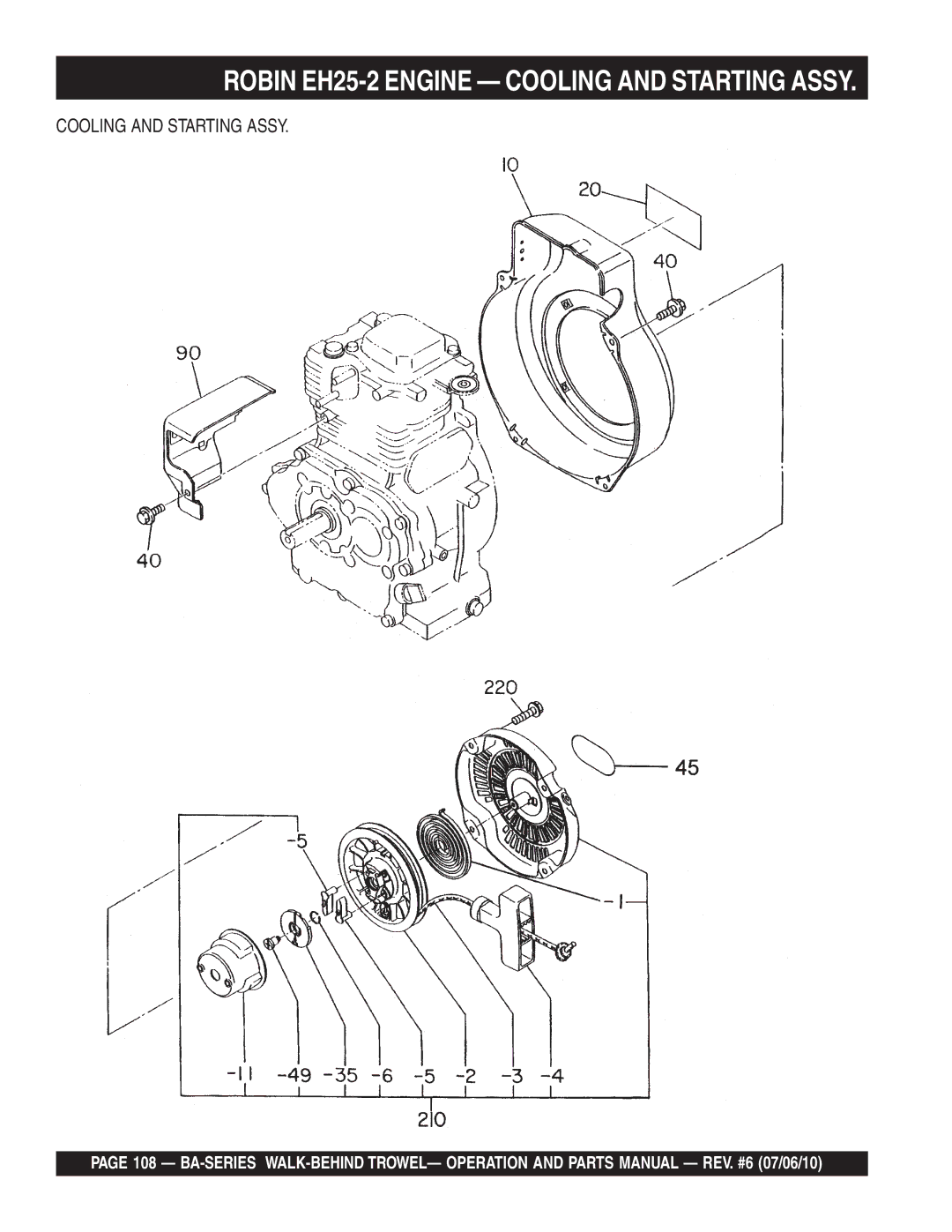 Multiquip BA manual Robin EH25-2 Engine Cooling and Starting Assy 