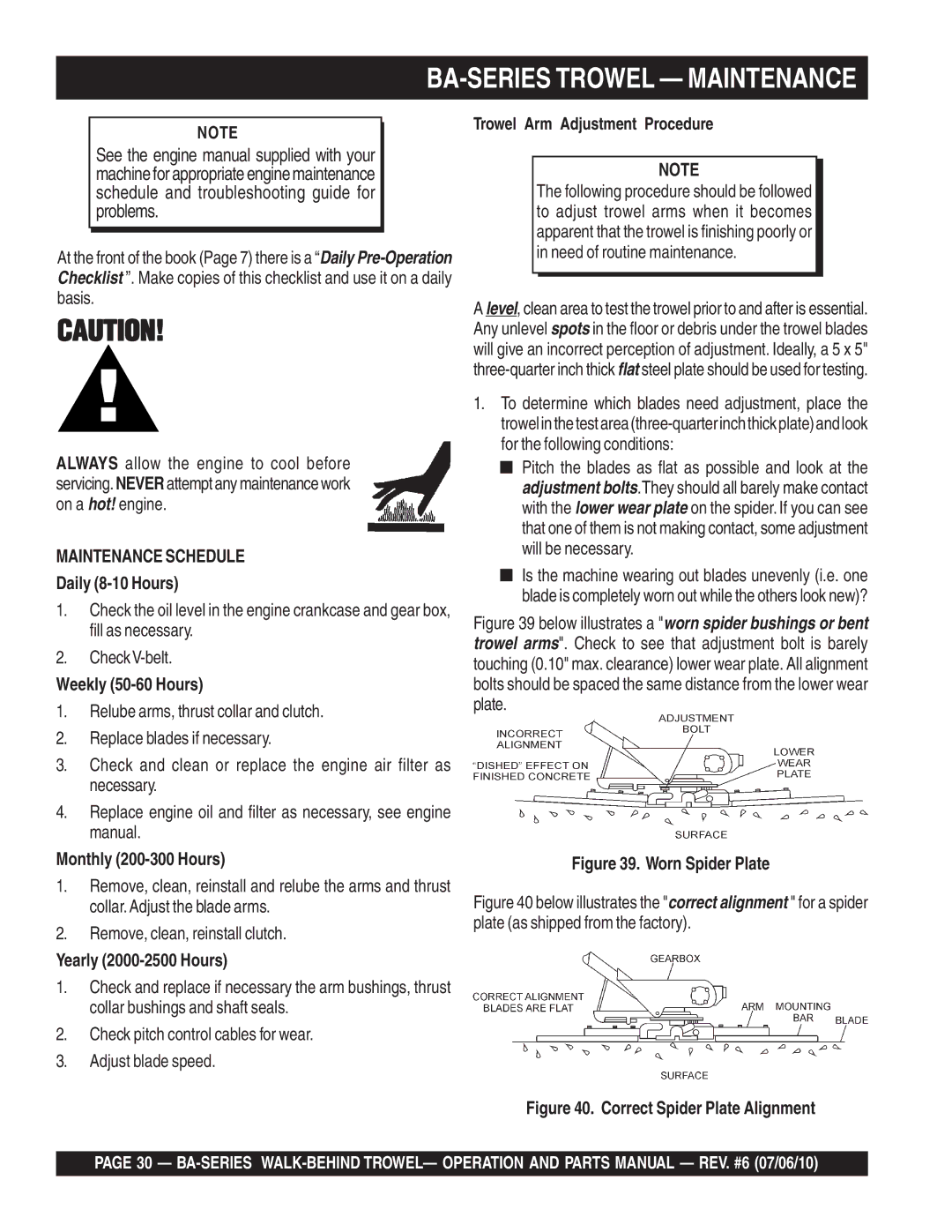 Multiquip BA manual Daily 8-10 Hours, Weekly 50-60 Hours, Monthly 200-300 Hours, Yearly 2000-2500 Hours 