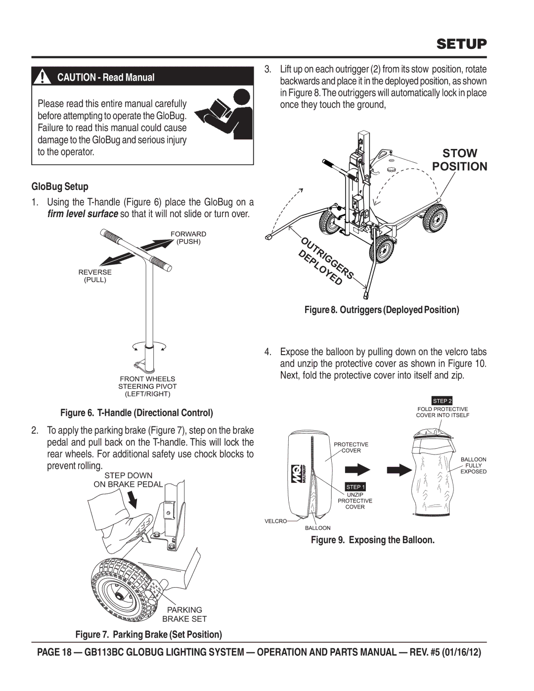 Multiquip BG113BC manual GloBug Setup 