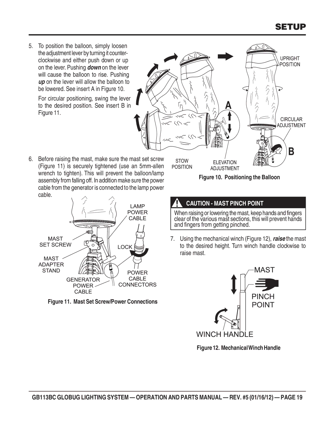 Multiquip BG113BC manual Positioning the Balloon 