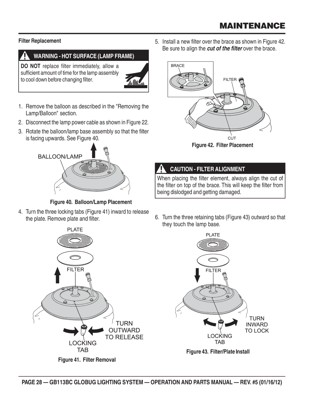 Multiquip BG113BC manual Balloon/Lamp Placement 