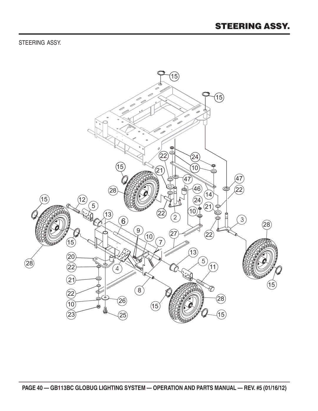 Multiquip BG113BC manual Steering Assy 