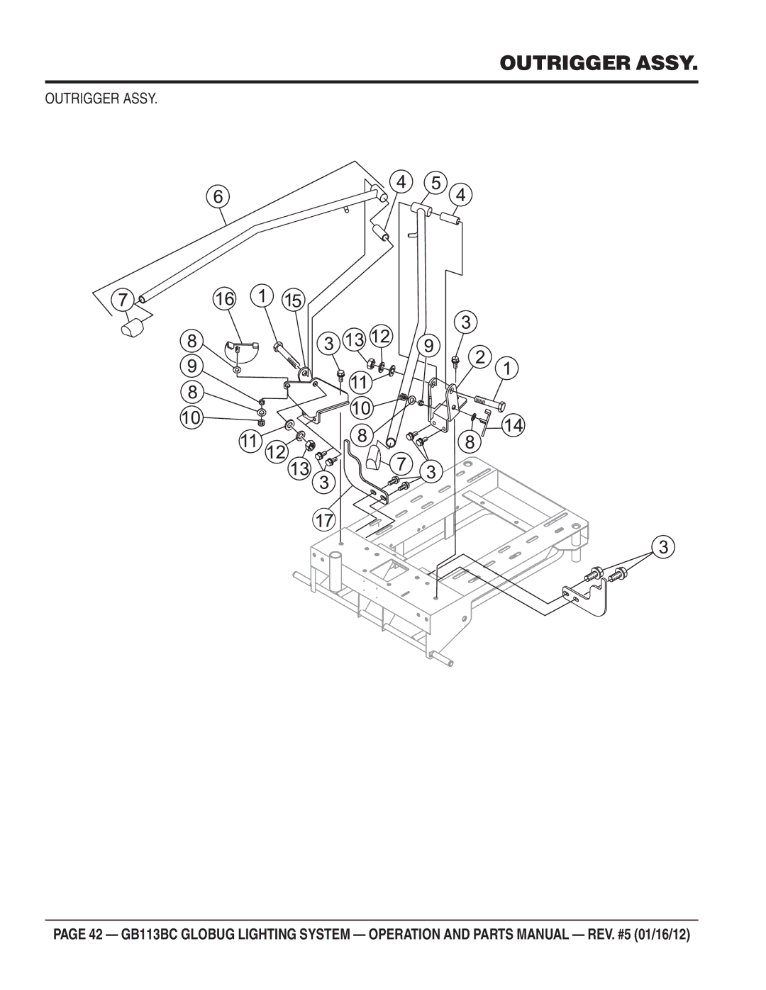 Multiquip BG113BC manual Outrigger Assy 