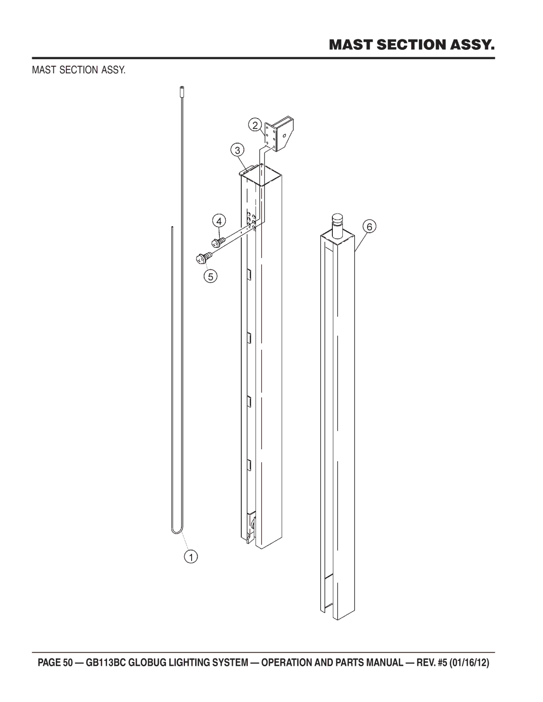 Multiquip BG113BC manual Mast Section Assy 