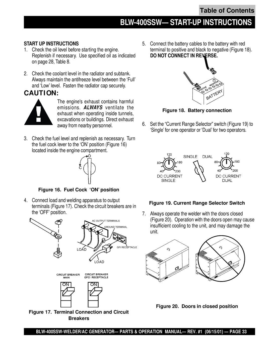 Multiquip operation manual BLW-400SSW- START-UP Instructions 