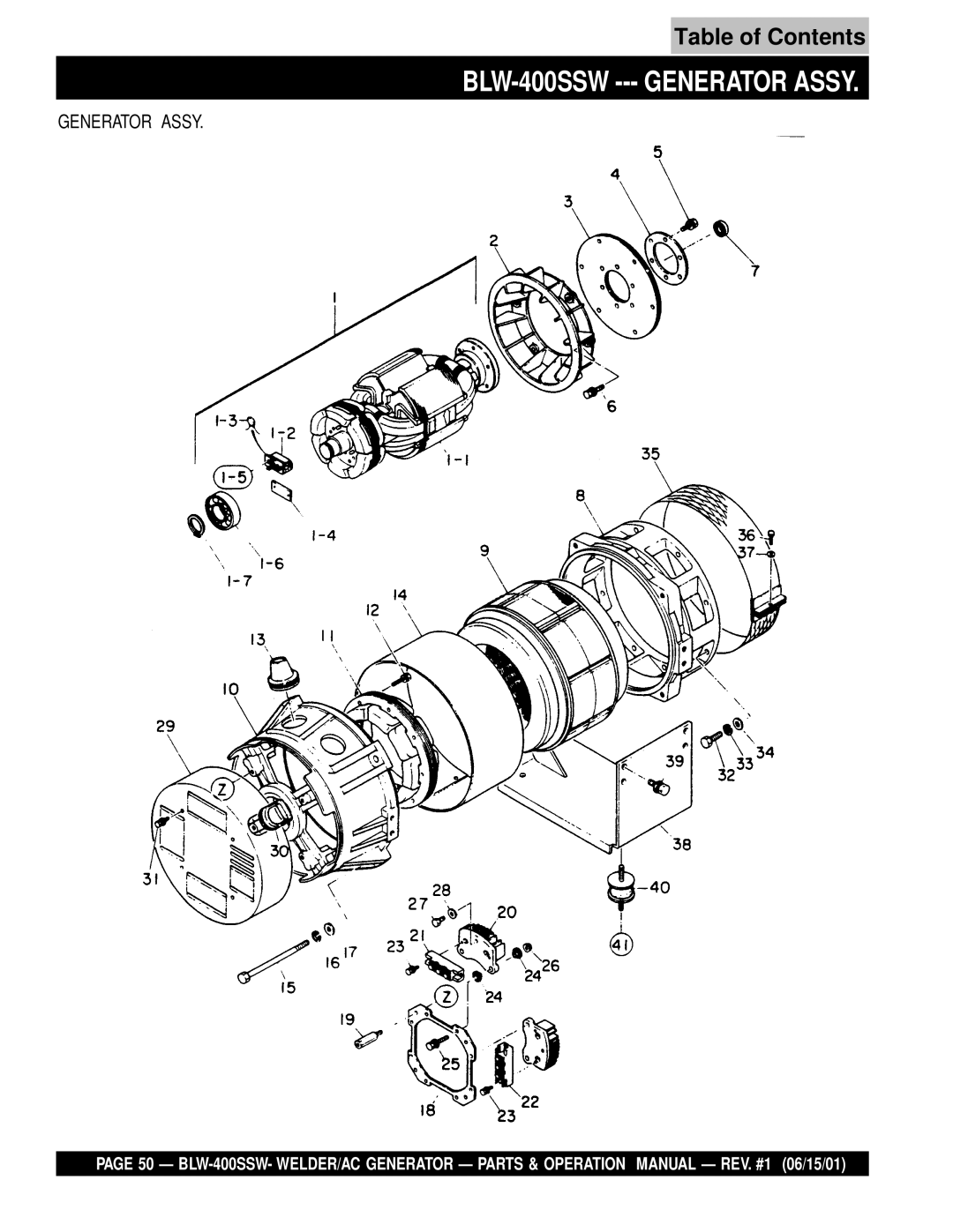 Multiquip operation manual BLW-400SSW --- Generator Assy 