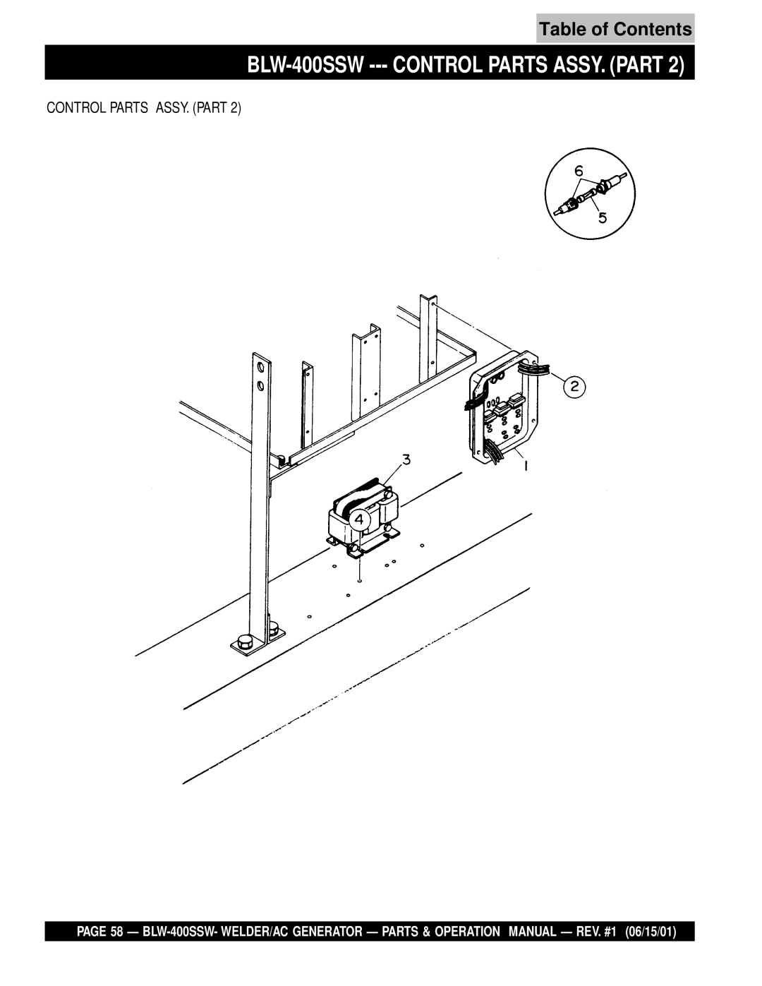 Multiquip operation manual BLW-400SSW --- Control Parts ASSY. Part 