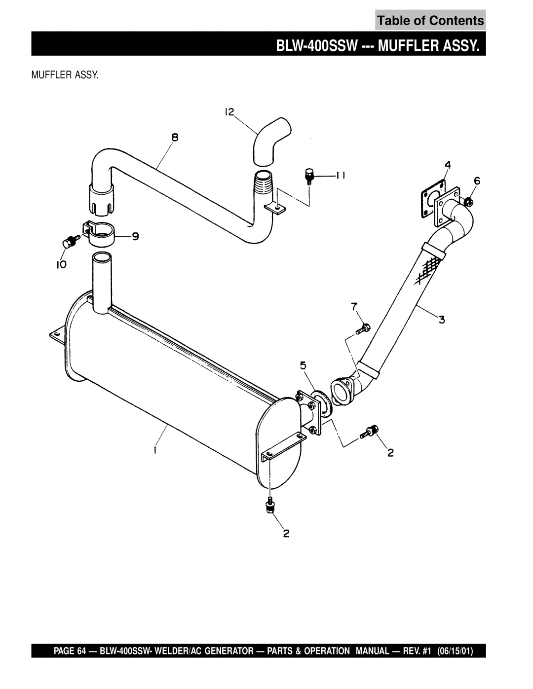 Multiquip operation manual BLW-400SSW --- Muffler Assy 