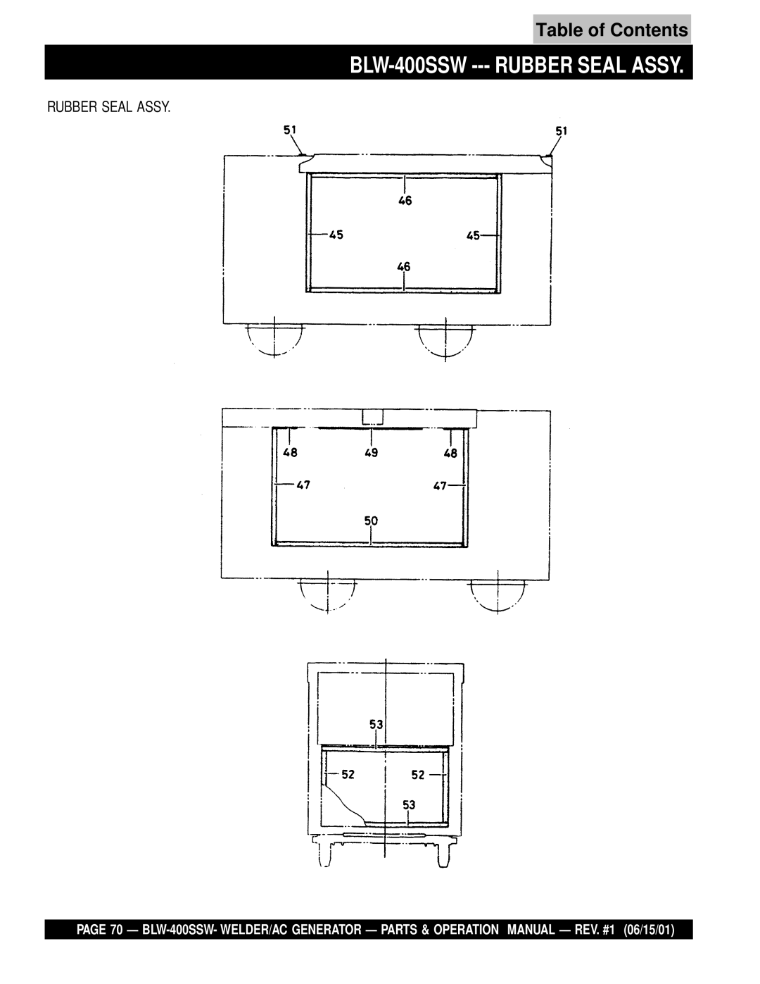 Multiquip operation manual BLW-400SSW --- Rubber Seal Assy 