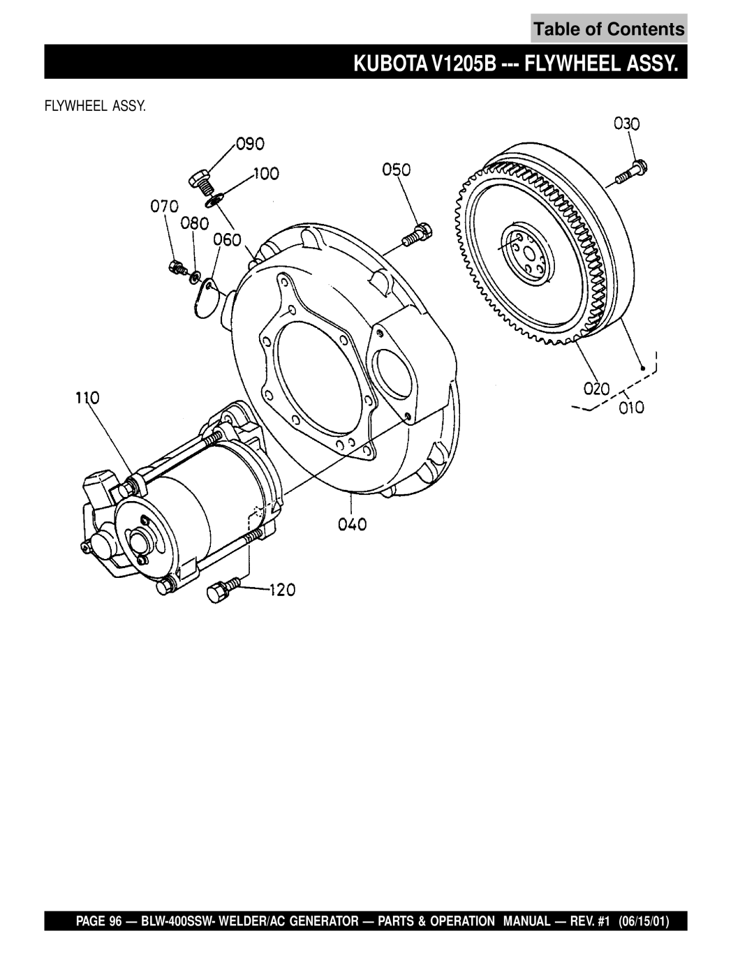 Multiquip BLW-400SSW operation manual Kubota V1205B --- Flywheel Assy 