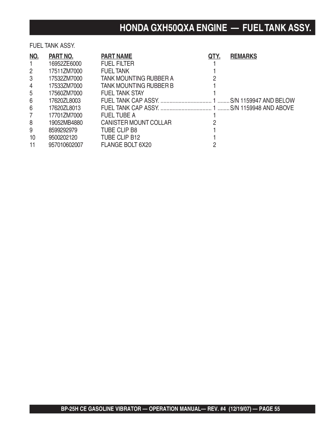 Multiquip BP-25H CE manual Fuel Filter 