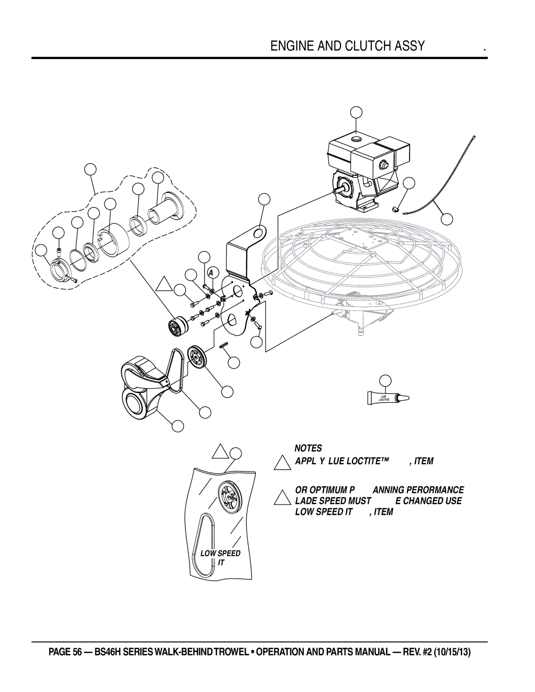 Multiquip BS46H11, BS46HLE, BS46H90 manual Engine and clutch Assy 