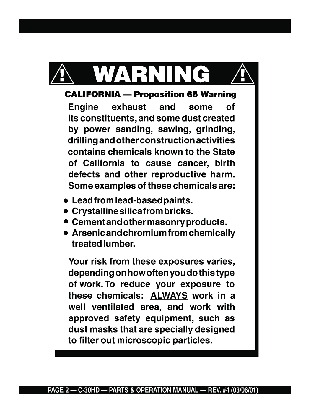 Multiquip C-30HD operation manual 