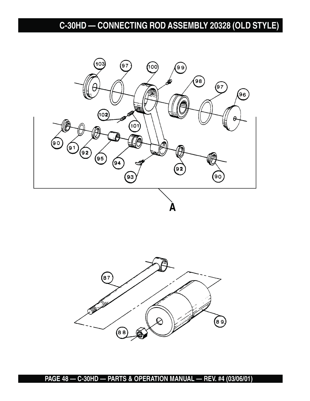 Multiquip C-30HD operation manual 30HD Connecting ROD Assembly 20328 OLD Style 