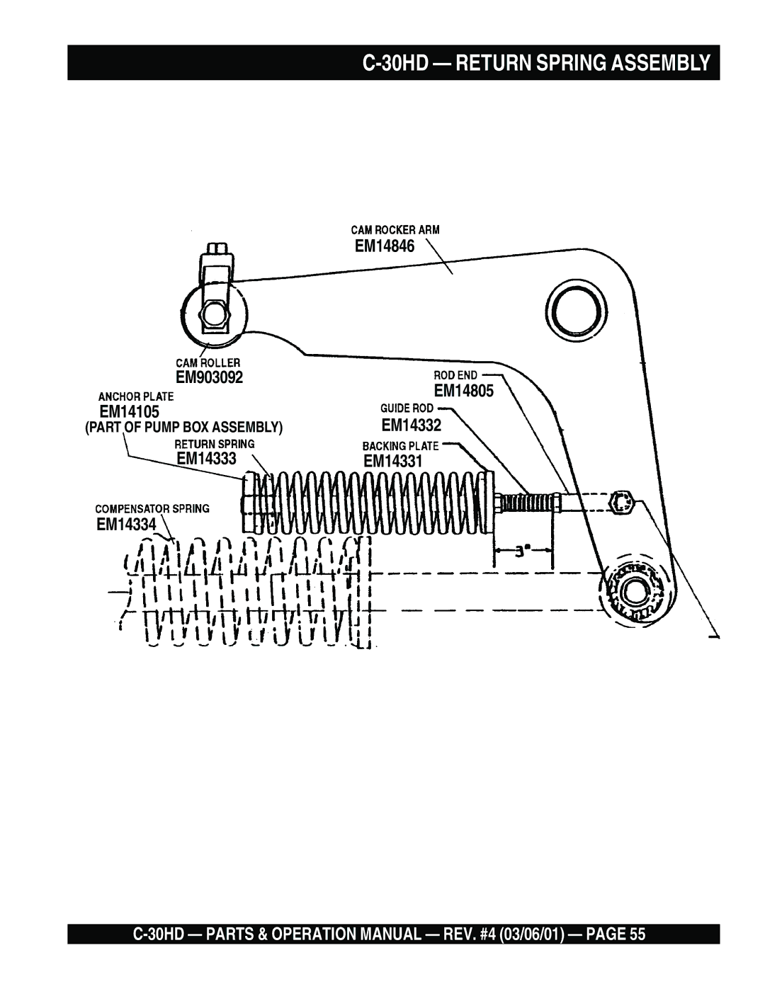 Multiquip C-30HD operation manual 30HD Return Spring Assembly, EM14805 