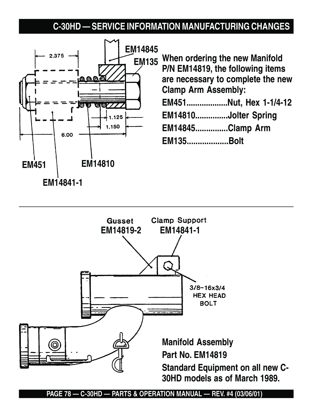 Multiquip C-30HD operation manual Jolter Spring 