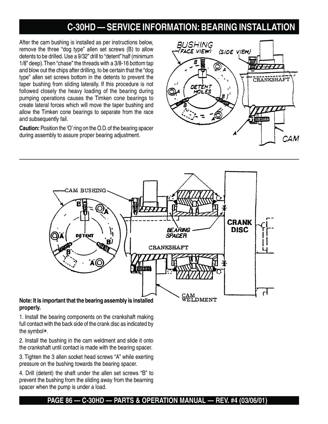 Multiquip C-30HD operation manual 30HD Service Information Bearing Installation 