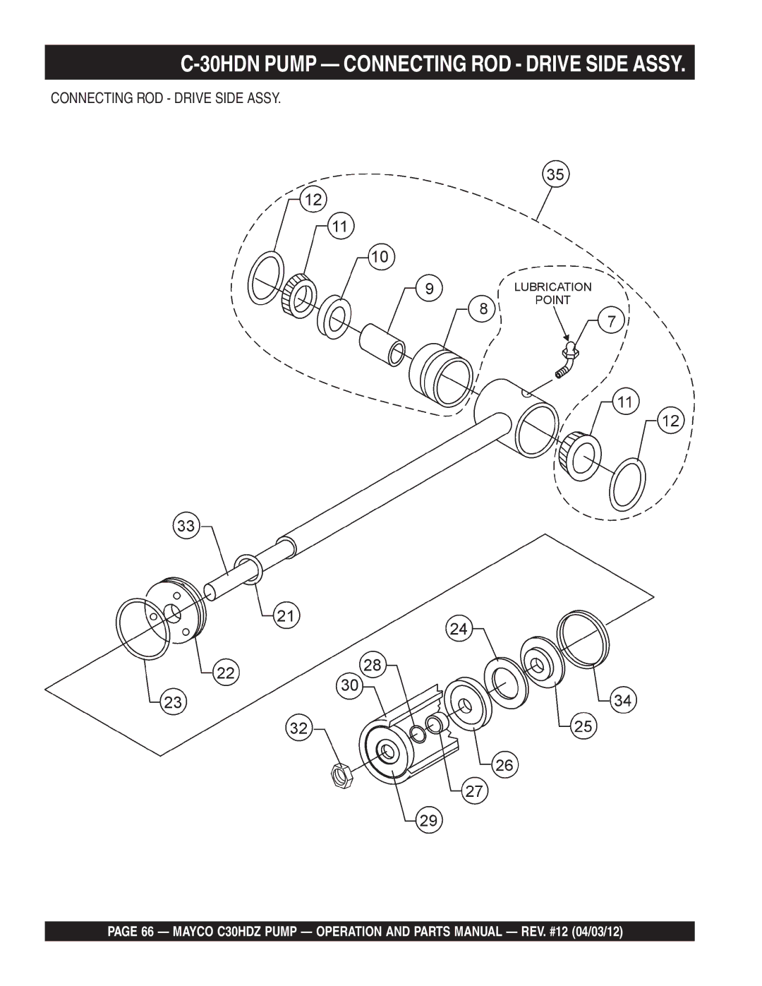 Multiquip C30HDZ manual 30HDN Pump Connecting ROD Drive Side Assy 