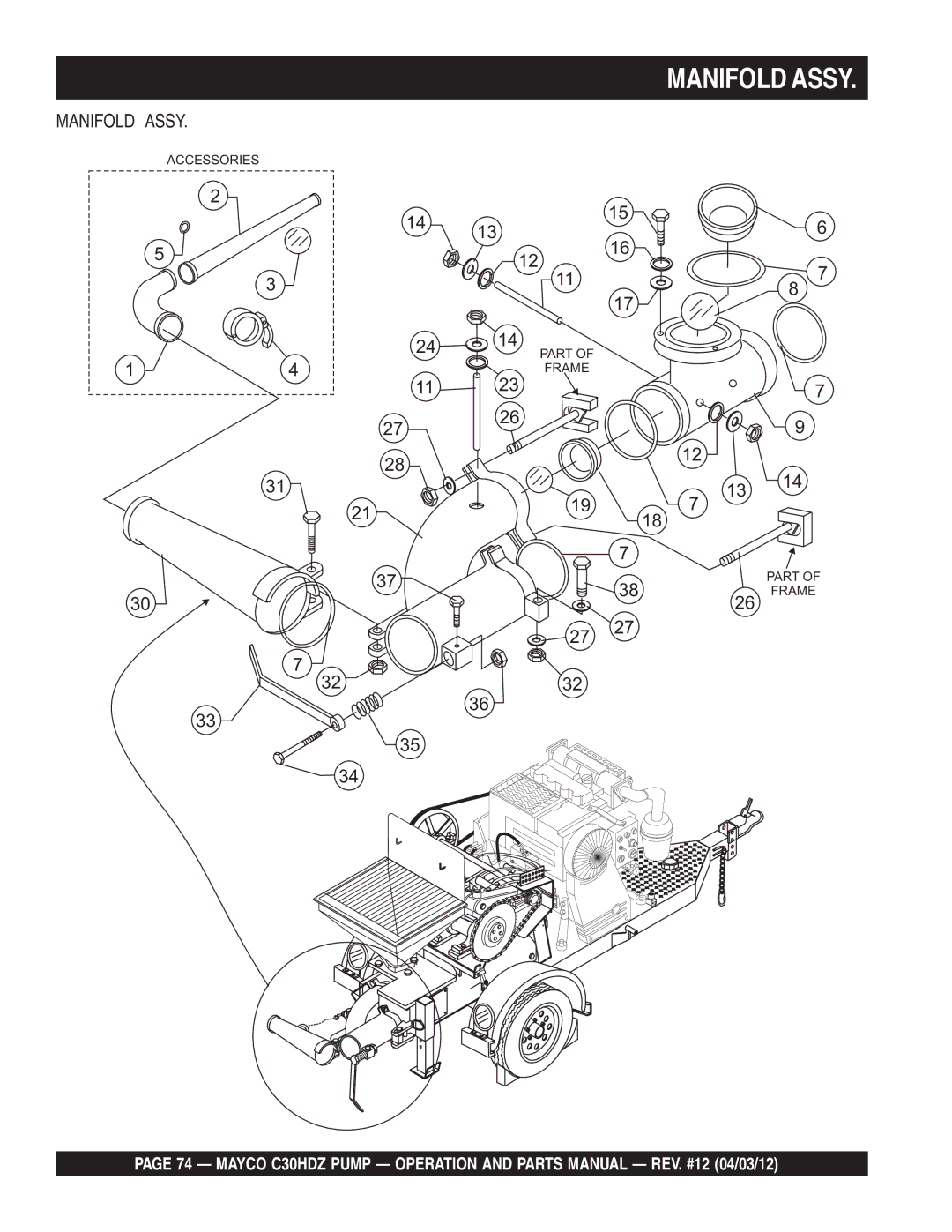 Multiquip C30HDZ manual Manifold Assy 