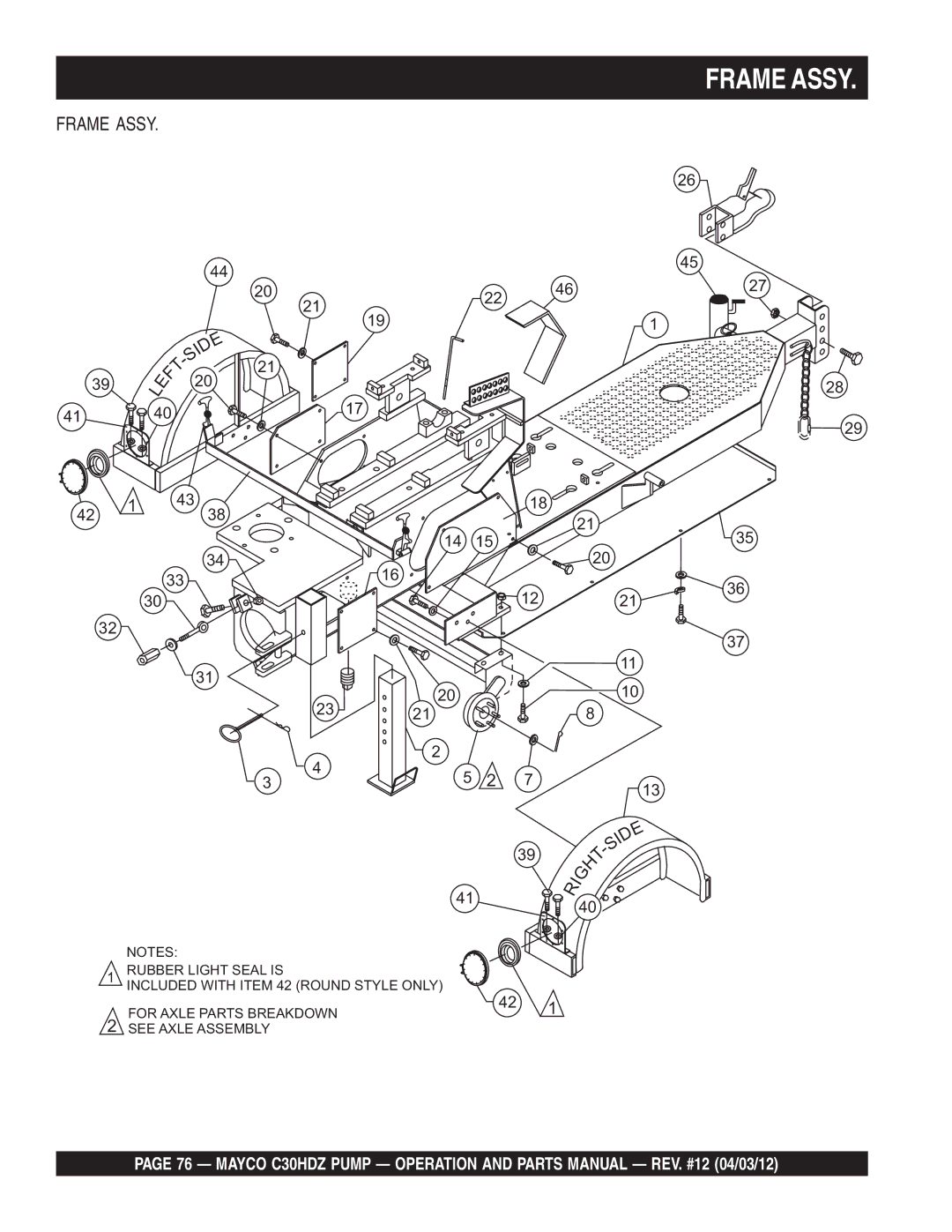 Multiquip C30HDZ manual Frame Assy 