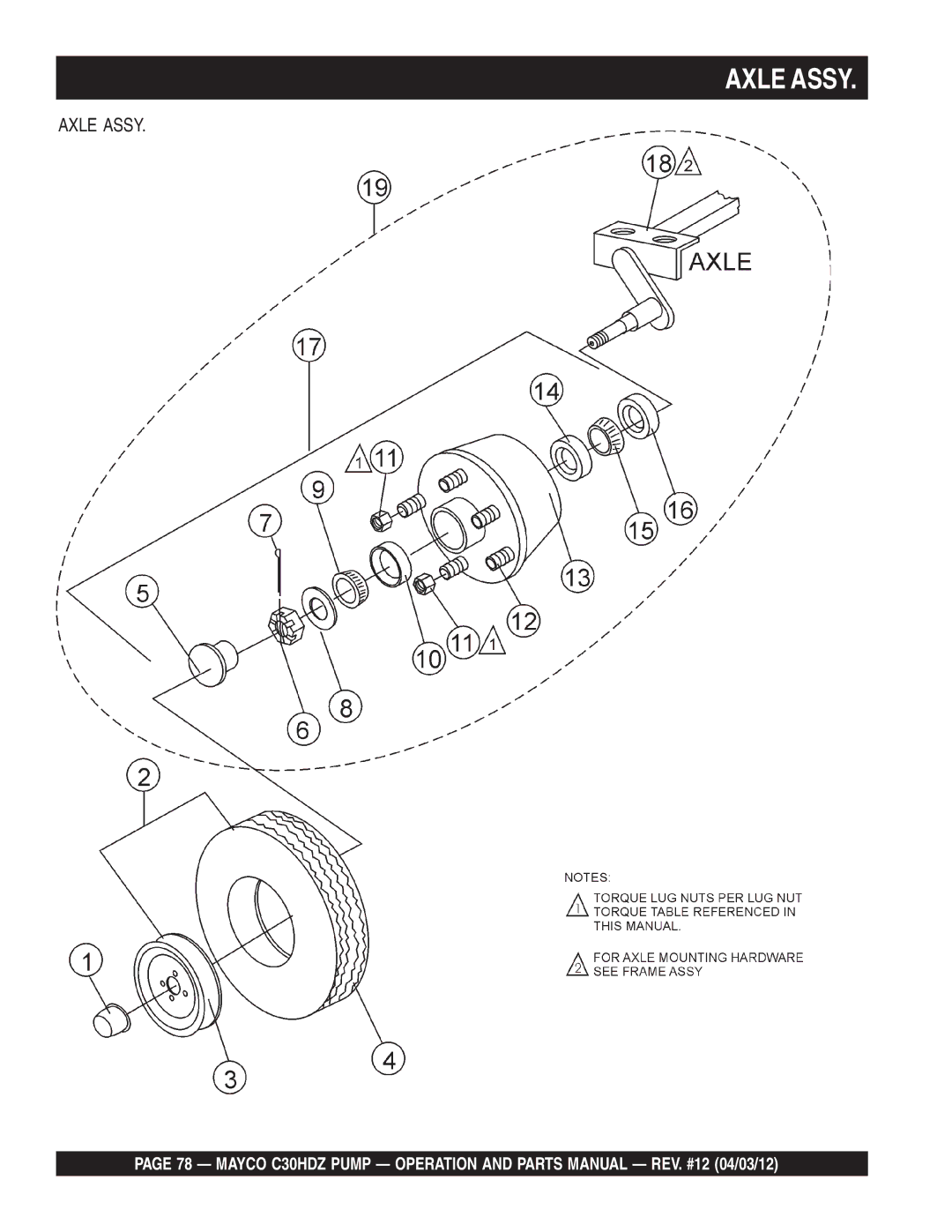 Multiquip C30HDZ manual Axle Assy 