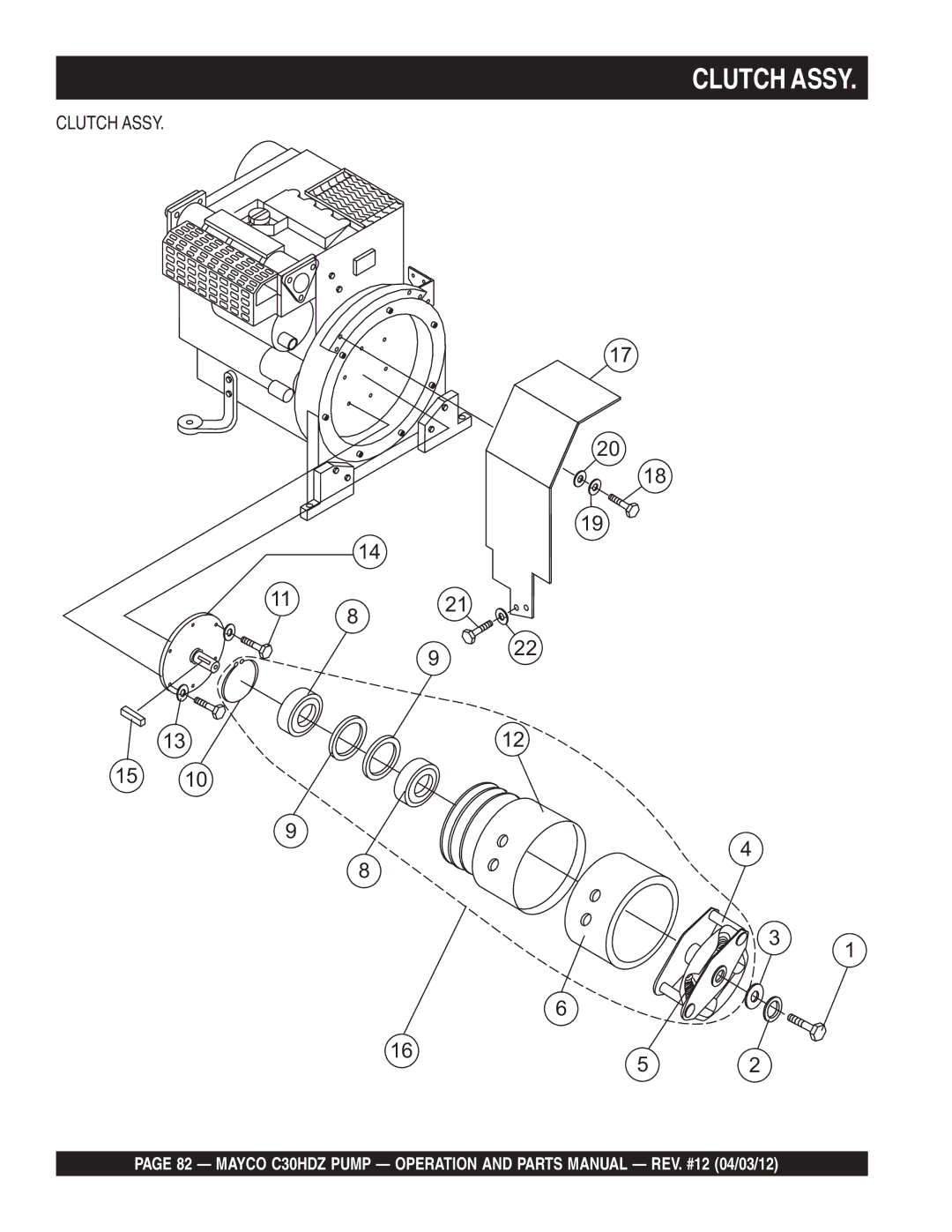 Multiquip C30HDZ manual Clutch Assy 