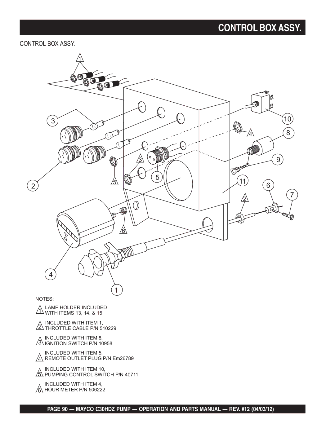 Multiquip C30HDZ manual Control BOX Assy 