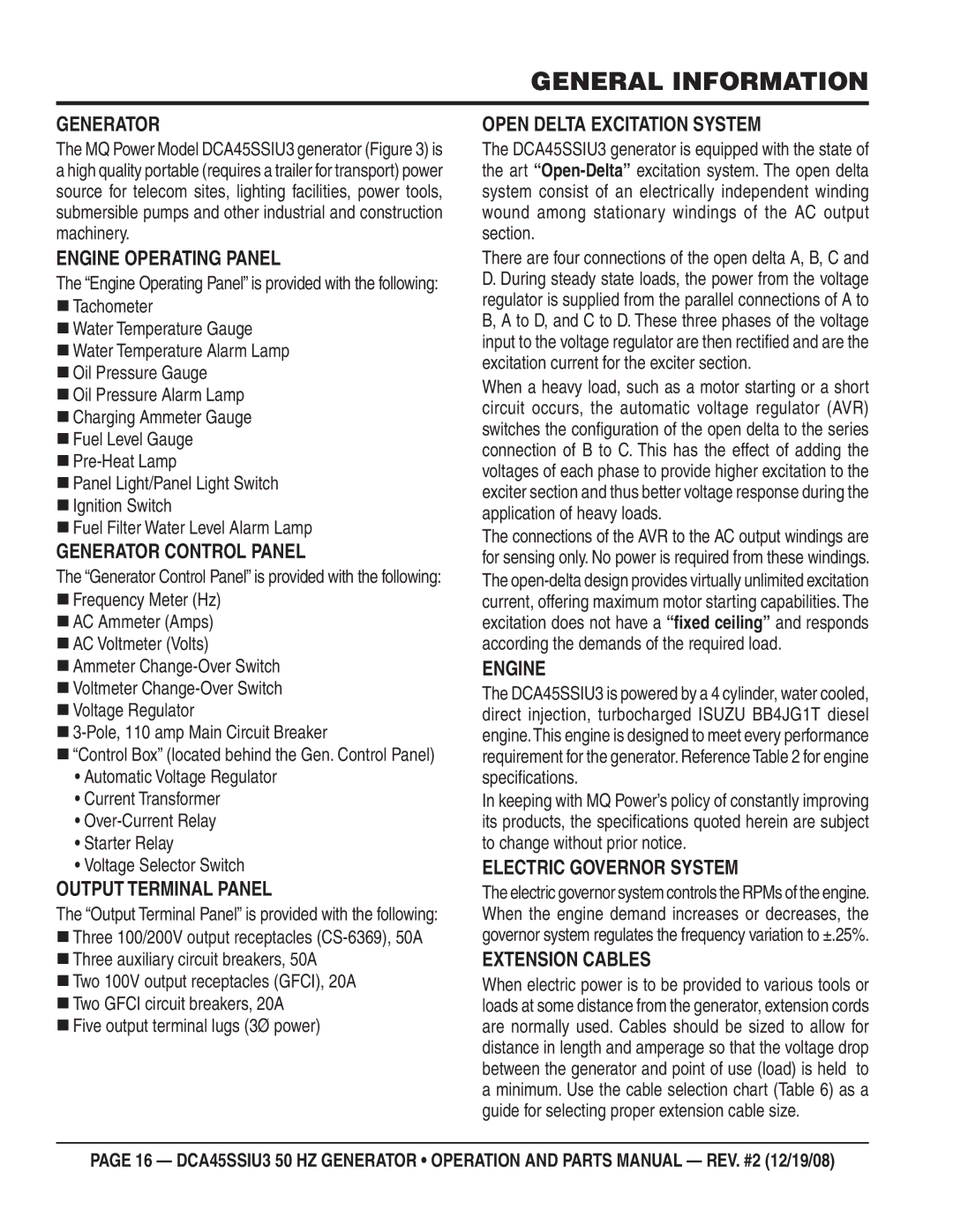 Multiquip CDA45SSIU3 manual General Information 