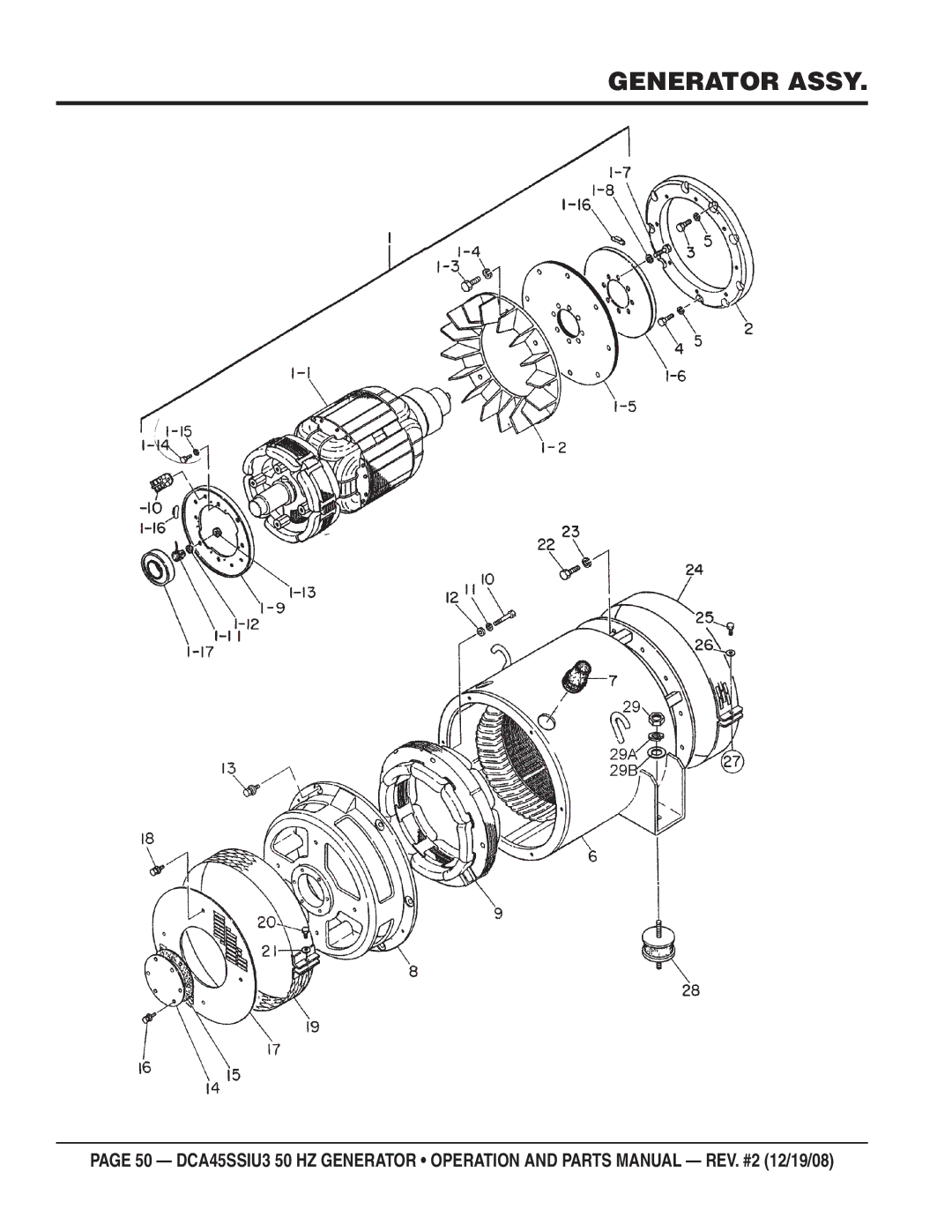 Multiquip CDA45SSIU3 manual Generator Assy 