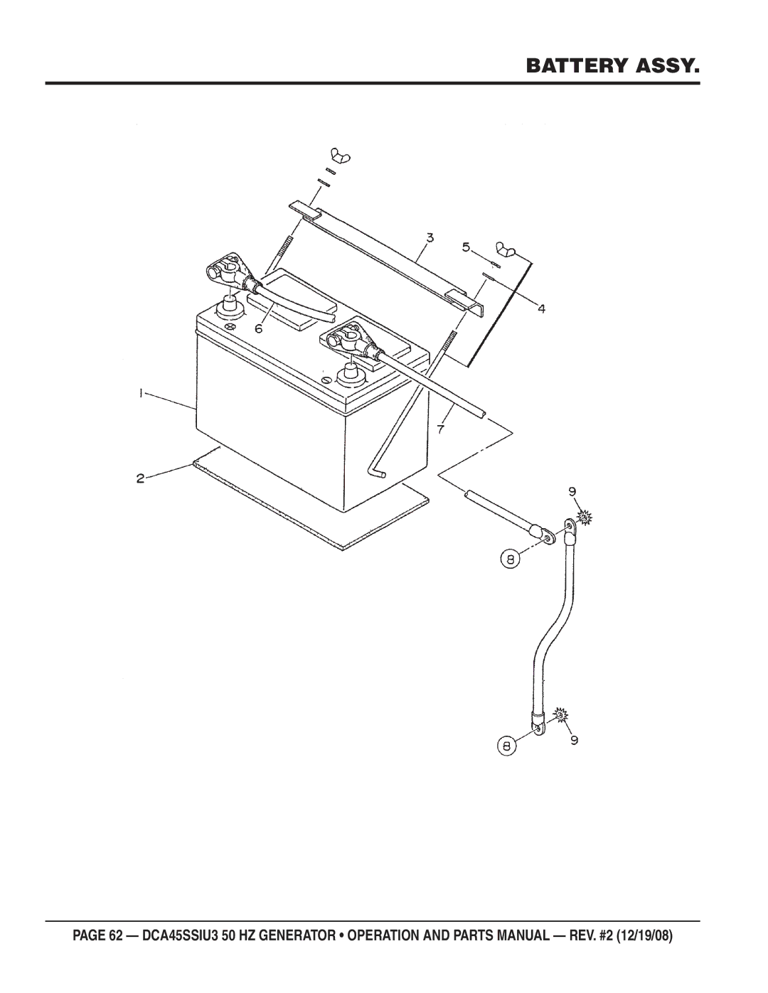 Multiquip CDA45SSIU3 manual Battery Assy 