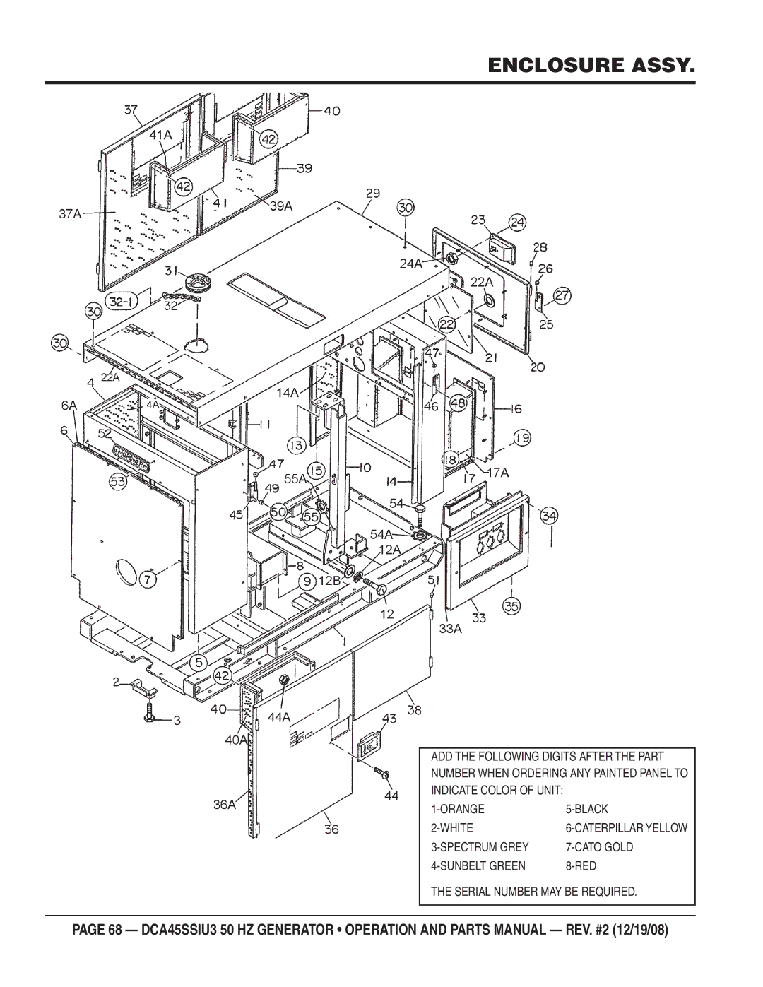 Multiquip CDA45SSIU3 manual Enclosure Assy 