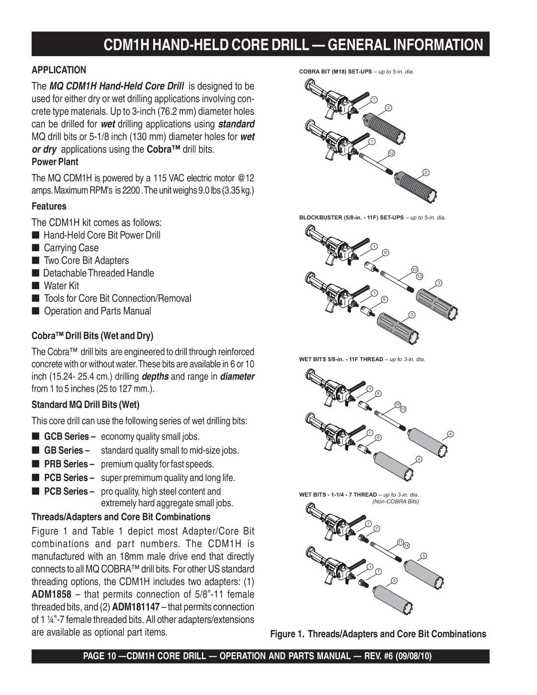 Multiquip manual CDM1H HAND-HELD Core Drill General Information 