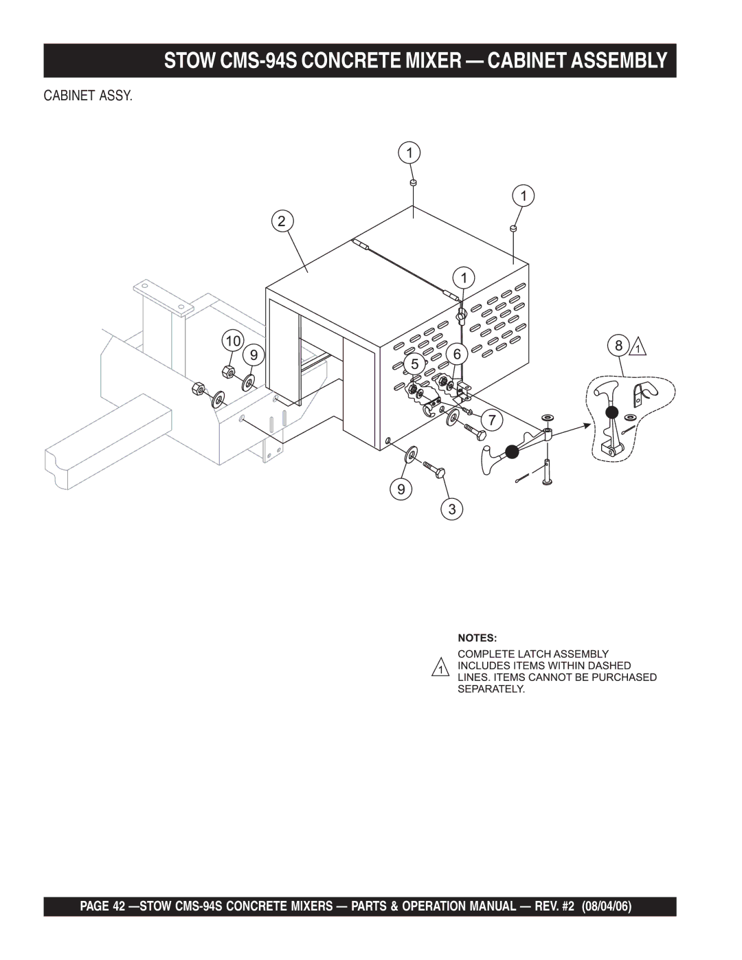 Multiquip CMS-94S manual Cabinet Assy 