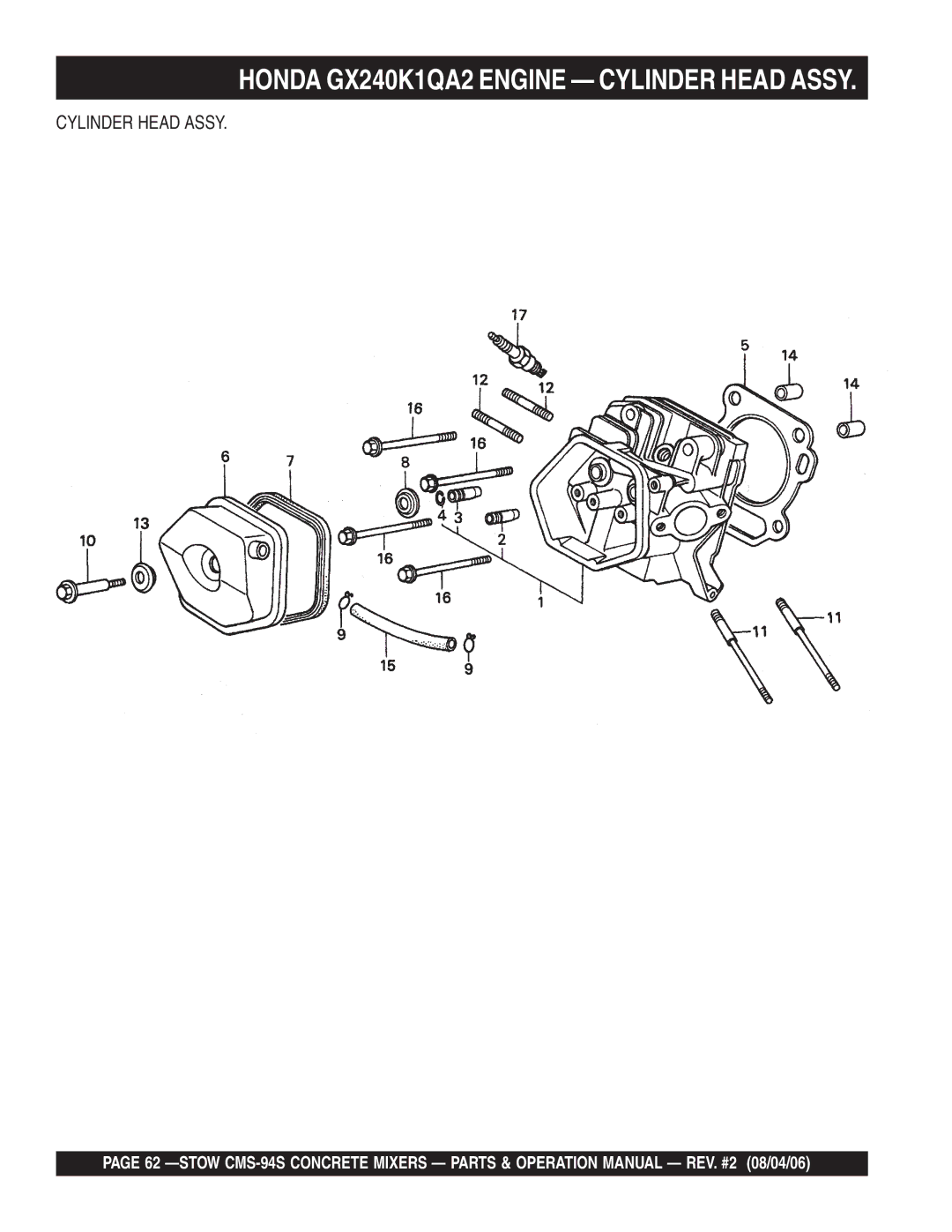 Multiquip CMS-94S manual Cylinder Head Assy 