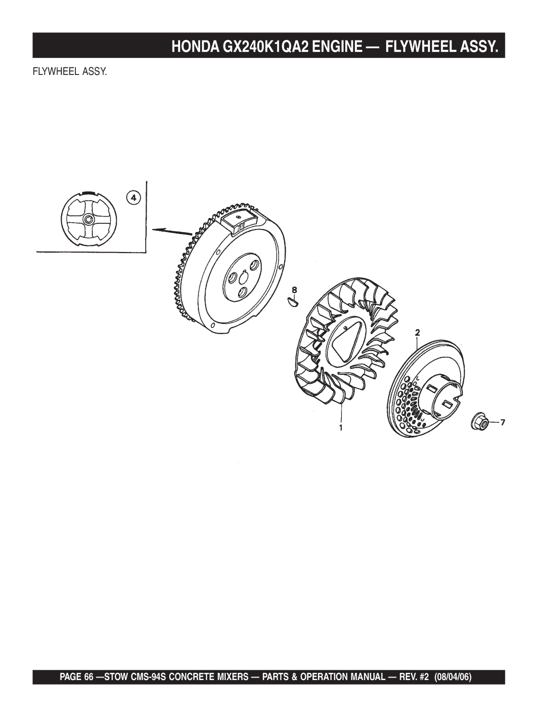 Multiquip CMS-94S manual Flywheel Assy 