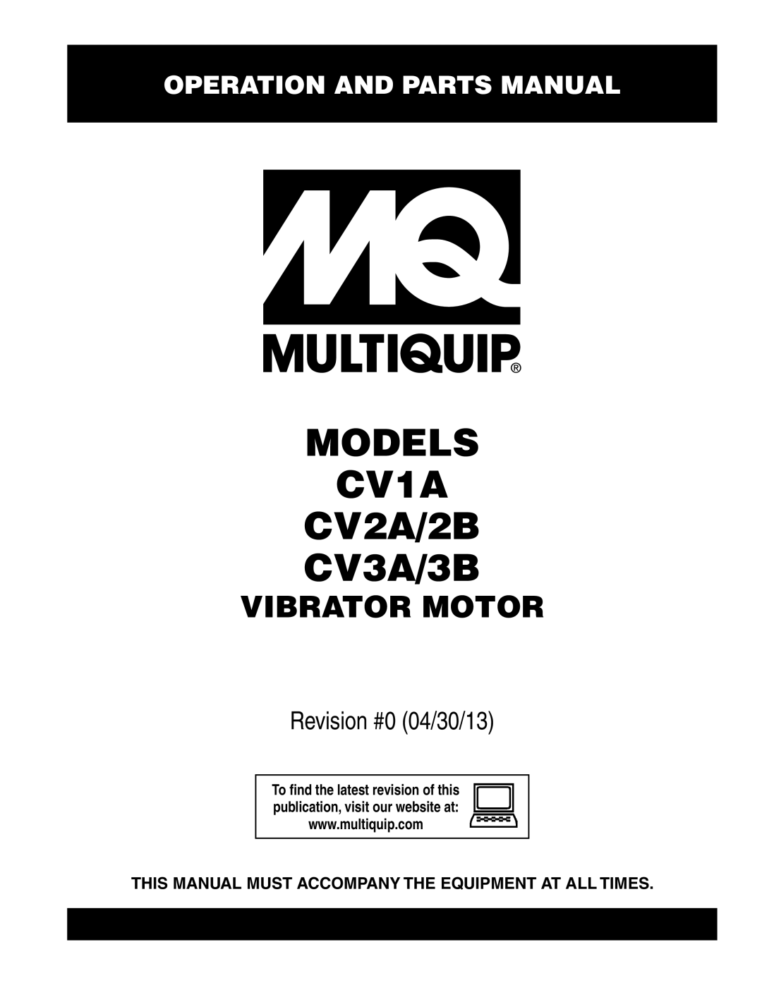 Multiquip CV3A/3B, CV1A, CV2a/2B manual Models 