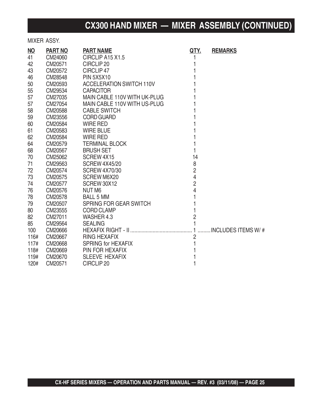 Multiquip CX100HFE, CX300HF, CX400HFE, CX600HFE manual Circlip A15 