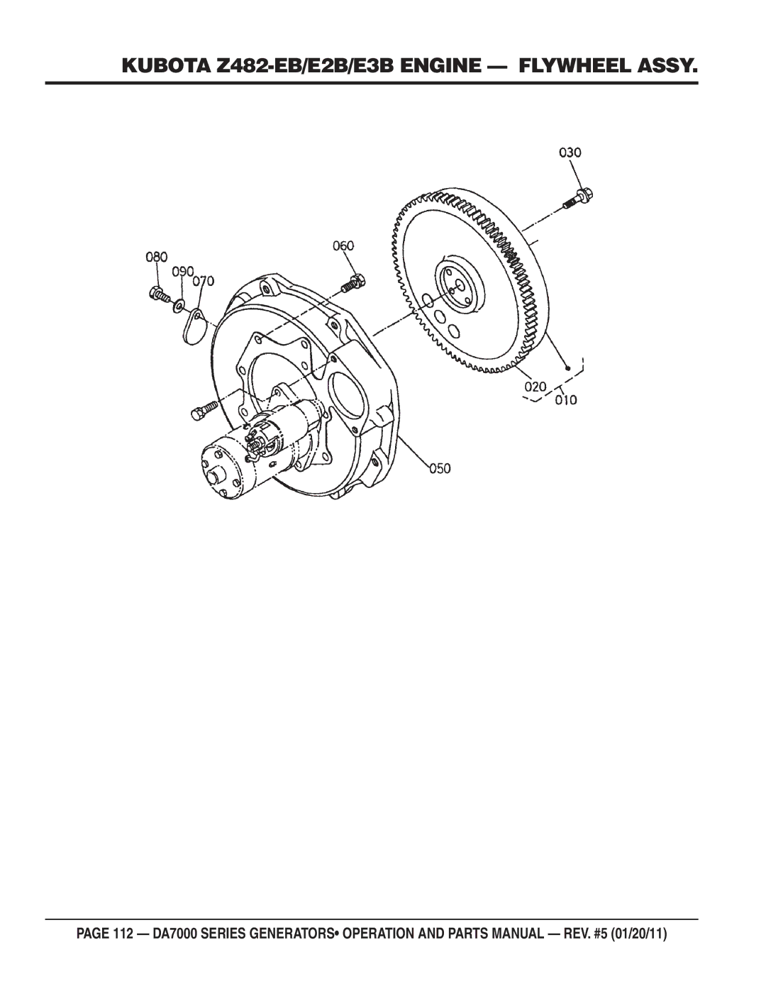 Multiquip DA7000WGH, DA700SSW manual Kubota Z482-EB/E2B/E3B Engine Flywheel Assy 