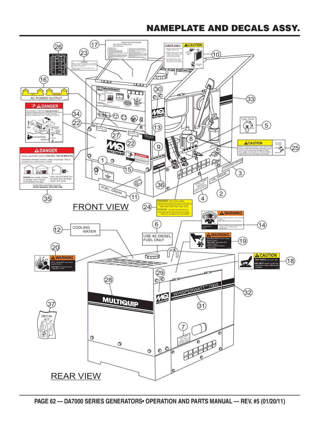 Multiquip DA7000WGH, DA700SSW manual Nameplate and Decals Assy, 30A 