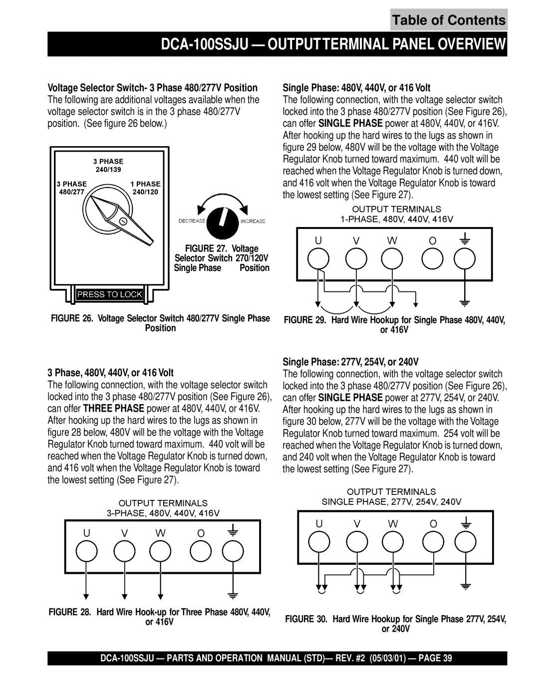 Multiquip DCA-100SSJU Single Phase 480V, 440V, or 416 Volt, Phase, 480V, 440V, or 416 Volt, Single Phase 277V, 254V, or 