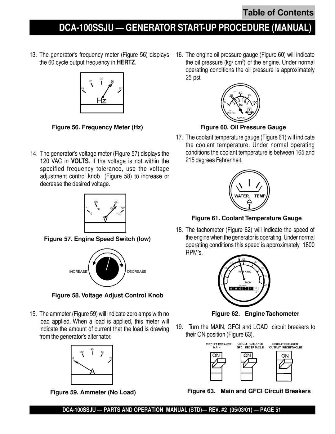 Multiquip DCA-100SSJU operation manual Frequency Meter Hz 