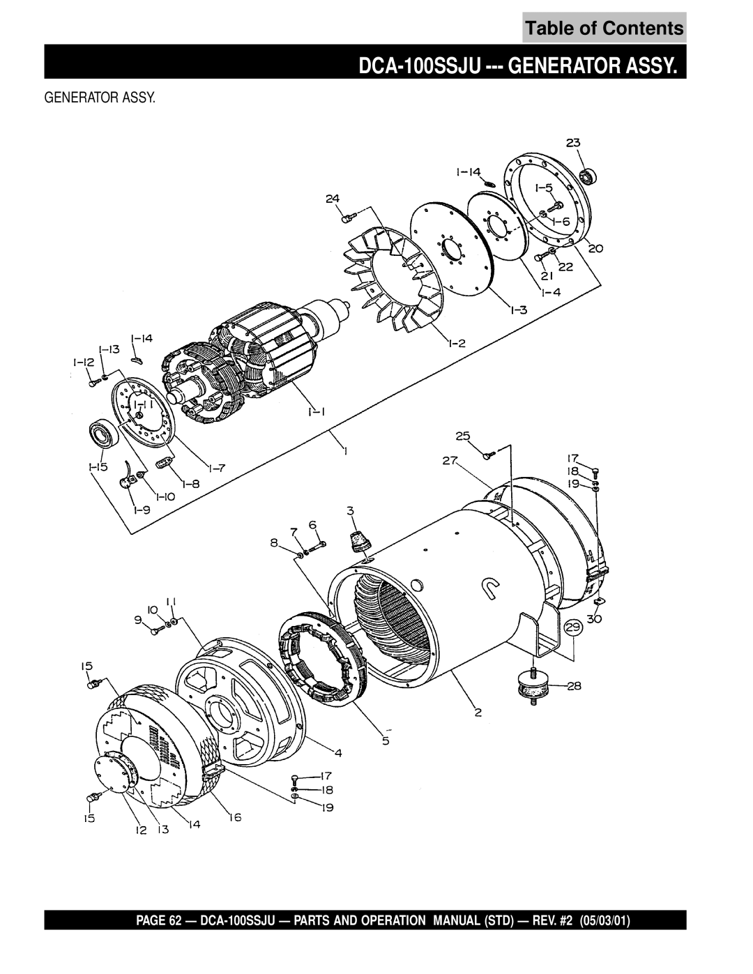 Multiquip operation manual DCA-100SSJU --- Generator Assy 