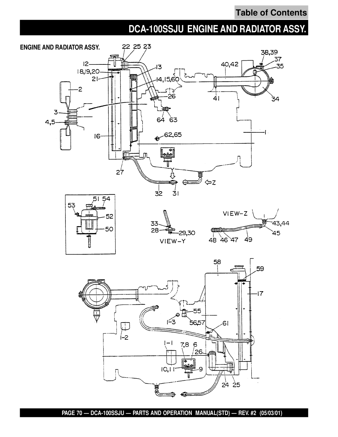 Multiquip operation manual DCA-100SSJU Engine and Radiator Assy 