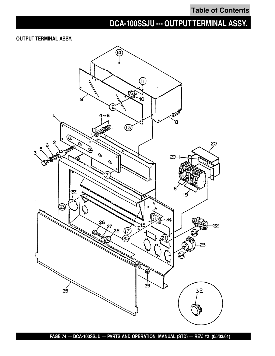 Multiquip operation manual DCA-100SSJU --- Output Terminal Assy 