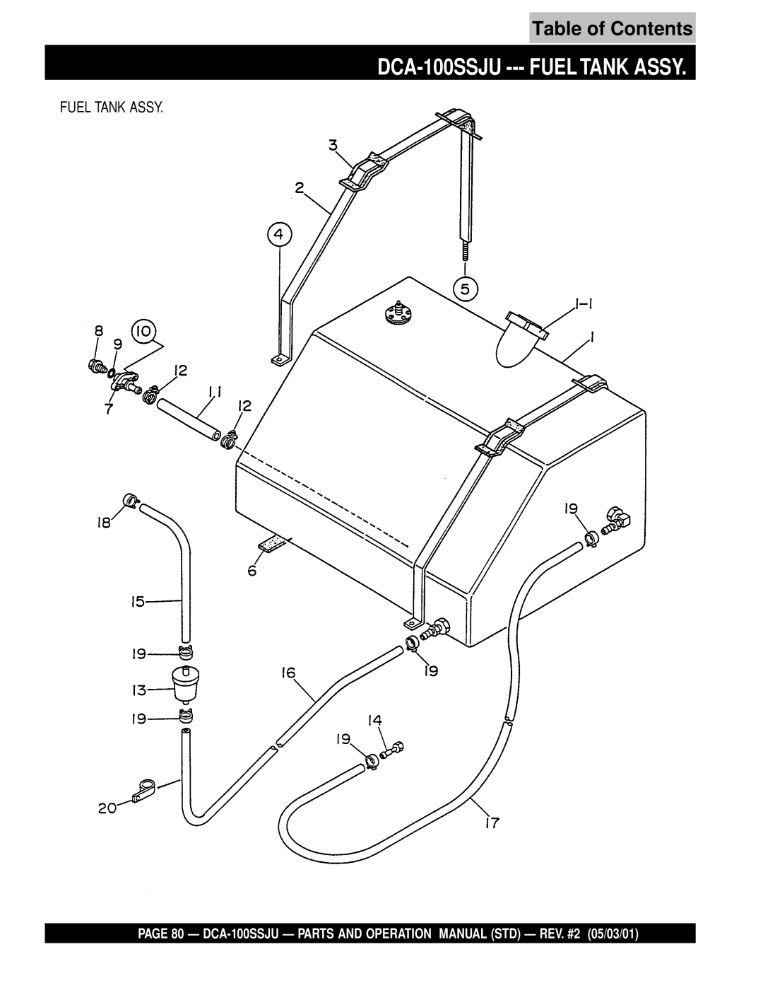 Multiquip operation manual DCA-100SSJU --- Fuel Tank Assy 