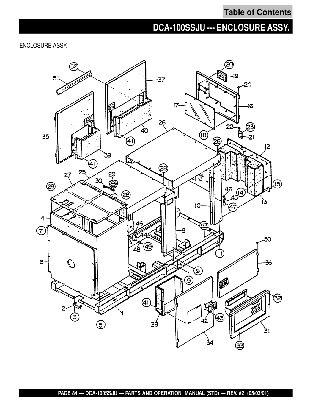 Multiquip operation manual DCA-100SSJU --- Enclosure Assy 