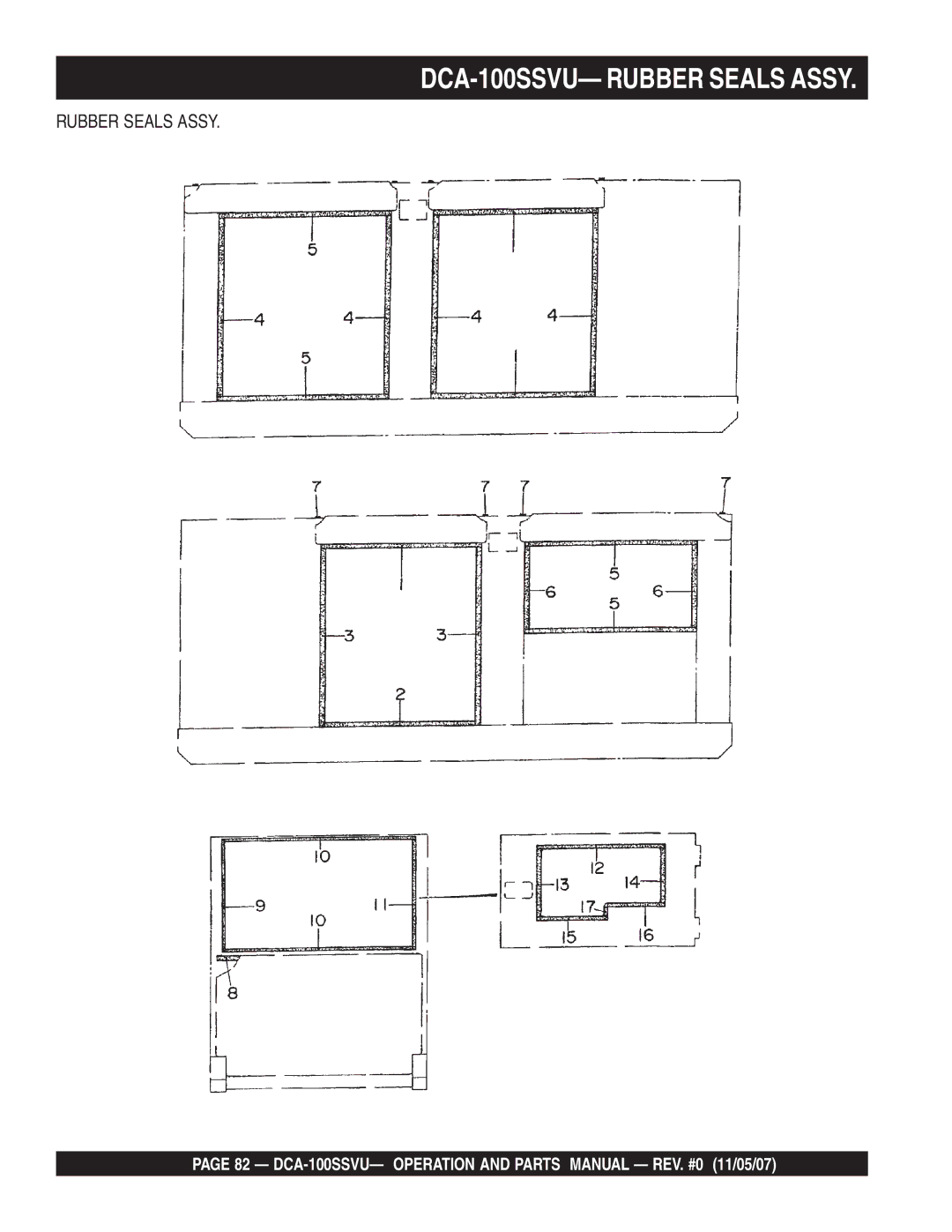 Multiquip operation manual DCA-100SSVU- Rubber Seals Assy 